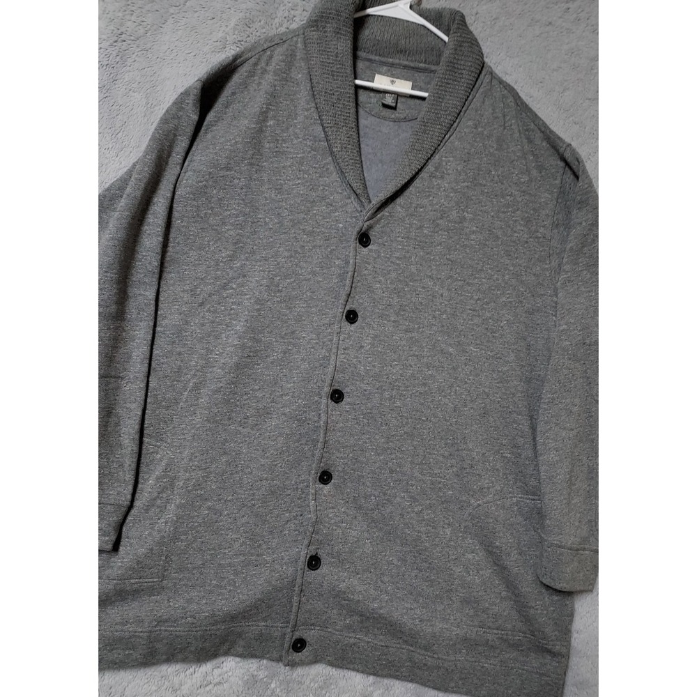 Oak Hill Sweater Cardigan Mens 4XLT 4XL TALL Shawl Neck Grandpa Heather Gray EUC